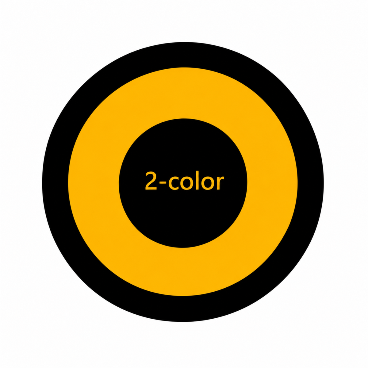 Two-color custom gobo option illustrated by a yellow ring on a black disc