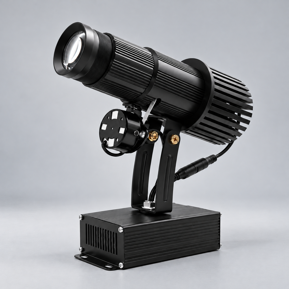 GoboSolution 50W indoor logo projector with a black housing and adjustable mounting bracket