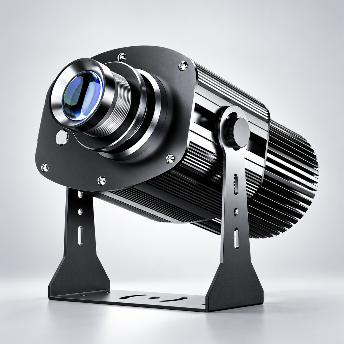 GoboSolution 160W high-power logo projector with a black housing and adjustable mounting bracket
