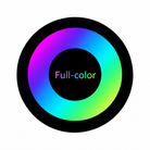Full-color custom gobo option illustrated by a rainbow gradient ring